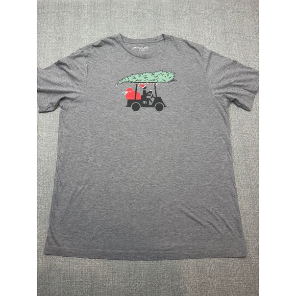 Travis Mathew Other - TravisMathew Mens XL T-Shirt Gray Golf Cart Christmas Tree Santa Drink Graphic